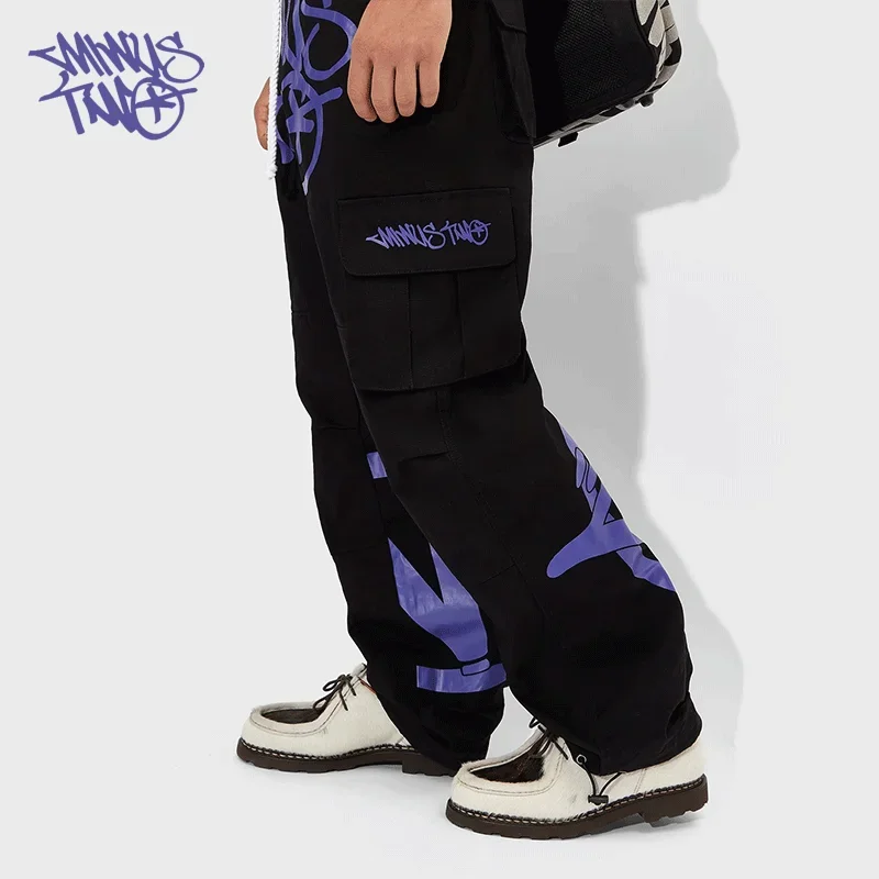 Minus Two Street Style Y2k Fashion Loose Long Pants Hip-hop Floor-length Trousers for Young Personality Men's Straight Overalls