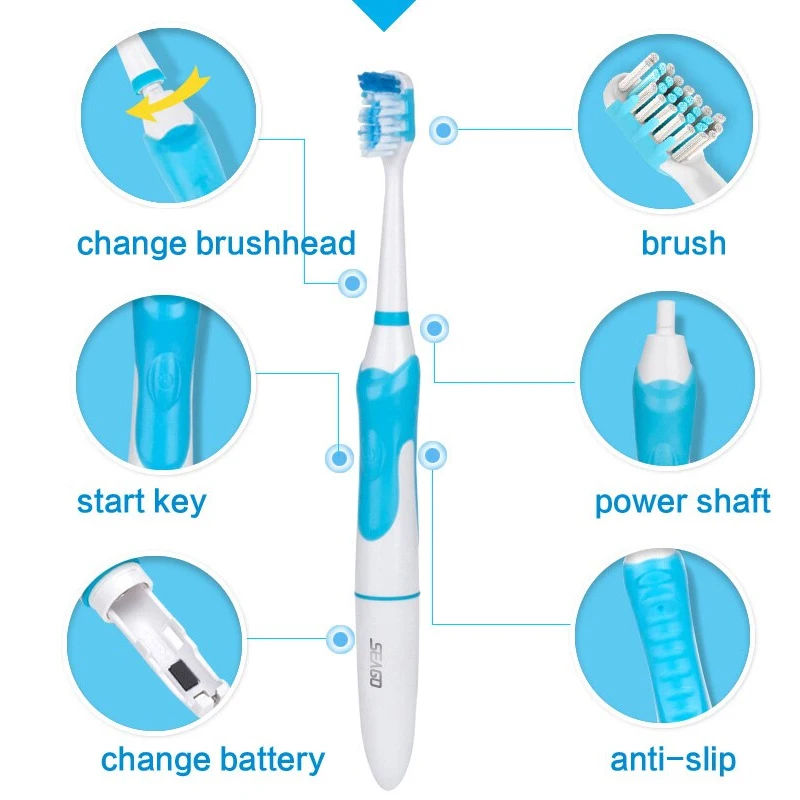 Seago Sonic Electric Toothbrush Adult Electric Brush Oral Health Whiten Teeth SG-663 (1handle +3 brushhead)