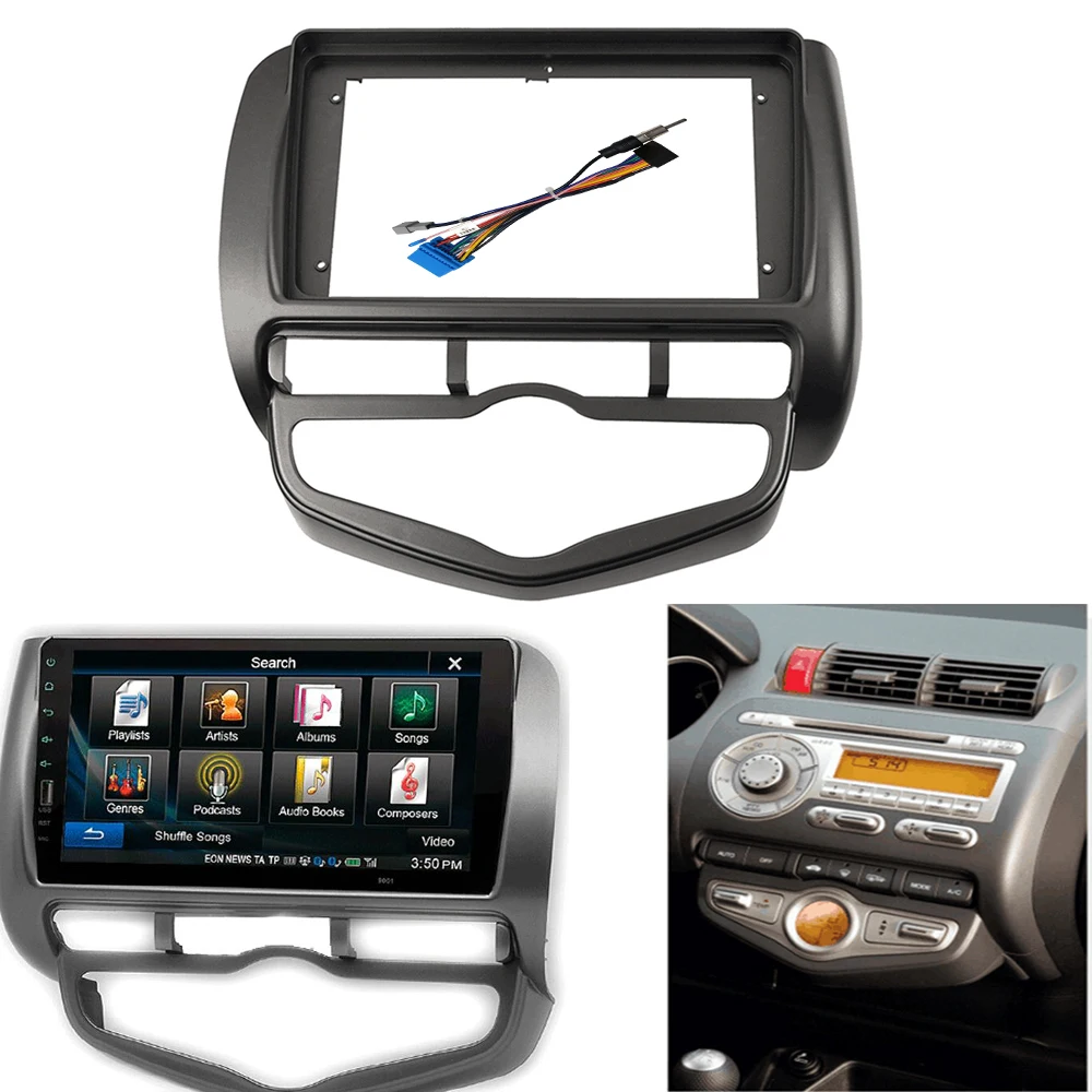 

9 Inch 2 Din Android MP5 Fascia Car DVD Frame Audio Fitting Adaptor Dash Trim Kits panel For Honda Fit City Jazz 2002-2008 stere