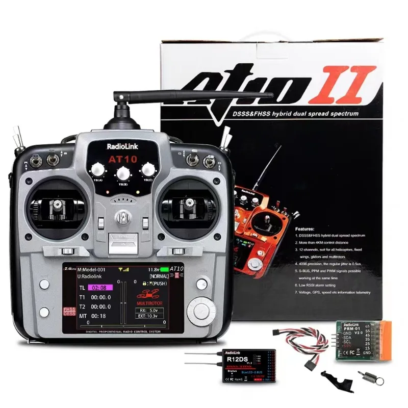 

Original RadioLink AT10II AT10 II 2.4Ghz 12CH Remote control Remote Transmitter with R12DS Receiver RC Done Quadcopter