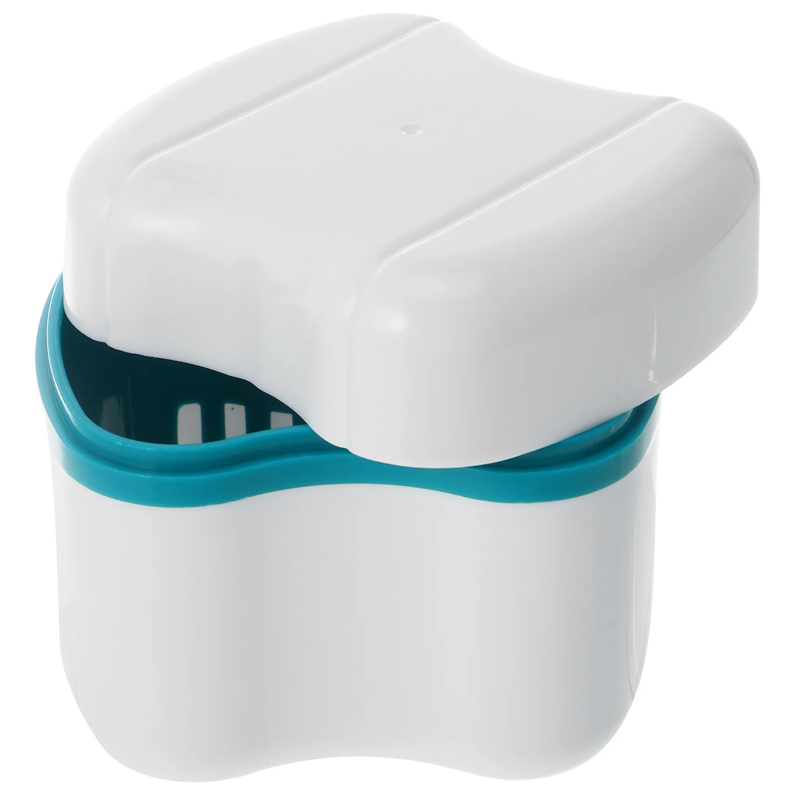 

Fake Teeth Denture Case Small Mouthguard Box Retainer Strainer Basket Container Bath Travel