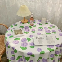 Ins Tablecloth Japanese Cute Tulip Table Cloth Computer Table Cloth Bedroom Dressing Table Mat Rectangle Tablecloth Desk Decor 2