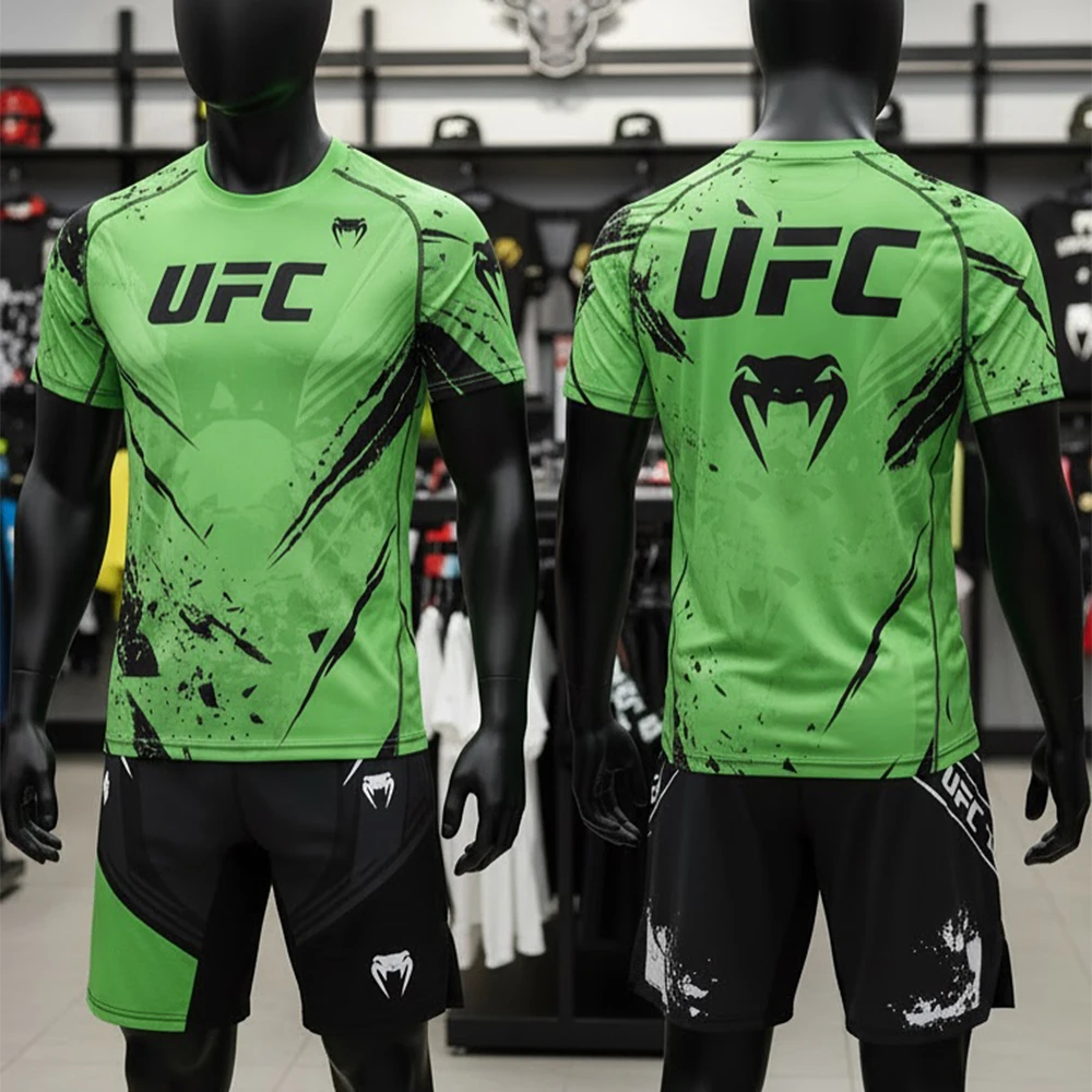 2026 키드 뉴 UFC 언라이벌드 바이 파이팅 나이트 스포츠 세트 남녀 MMA 복싱 트레이닝 세트 옥타곤 케이지 주짓수 티셔츠 반바지