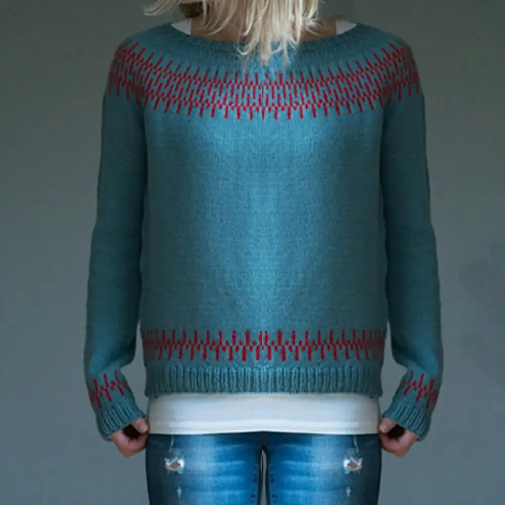 

Fashionable Women Knitwear Women Sweater Stylish Vintage Women's Color-block Sweater Cozy Knitwear for Autumn Winter