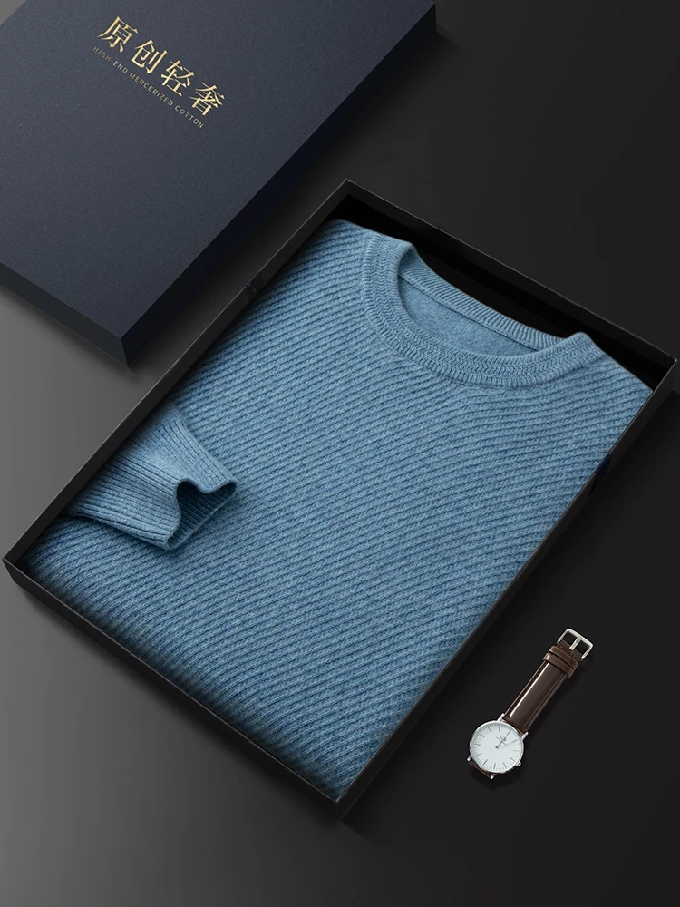 Men 100% Cashmere Knit Sweaters Warm Long Sleeve Pullovers Round Neck Male Luxury Clothing Jumper Tops Spring Fall Winter 2024 6