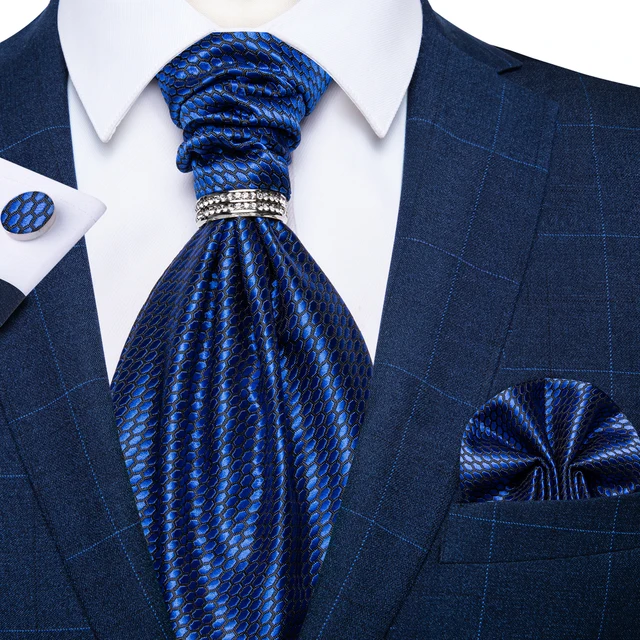 DiBanGu Set Di Cravatte Natalizie Da Uomo Con Tasca Quadrata, Blu