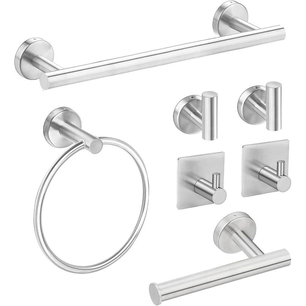Bathroom Hardware Set Accessories Stainless Steel Towel Rack Towel Ring Toilet Paper Holder Hook Bathroom Organizer Set paper towel holder toilet paper holder towel hook bathroom hardware set bathroom hardware accessories