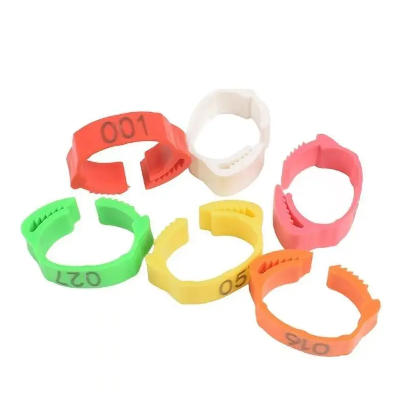 100pcs Chicken Foot Ring Label Buckle Plastic Adjustable Poultry Leg Snap Ratchet Clip Digital Duck Pigeon Goose Farm Feed Tools bird foot rings birds foot rings