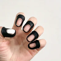 5PC Nail Sunscreen Black Hand Finger Protect Cover Light Therapy Lamp Nail Enhancement Tool Black Elastic UV Resistant Nail Case 2