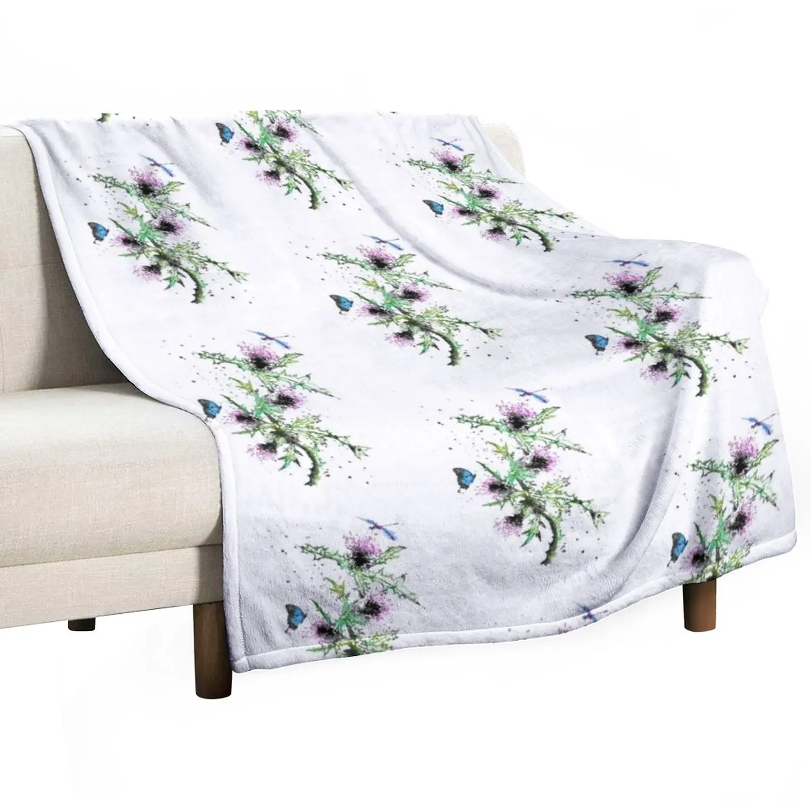 

Scottish Thistle, watercolor Scottish Thistle Throw Blanket Personalized Gift Luxury St Blanket Sofas Weighted Blanket