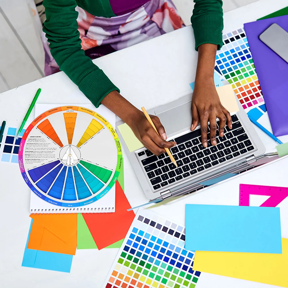 2개입 수채화 휠 그라데이션 믹싱 차트 아티스트를 위한 컴팩트 학습 도구 네일 아트 창의적 혼합 가이드 미술 수업