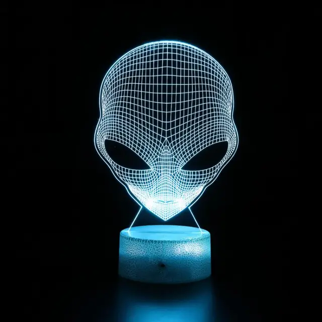 Alien 3D holograma ilusión lámpara única acrílico luz nocturna con Interruptor táctil UFO lámpara de mesa 16 colores decoración cumpleaños navidad regalo 1