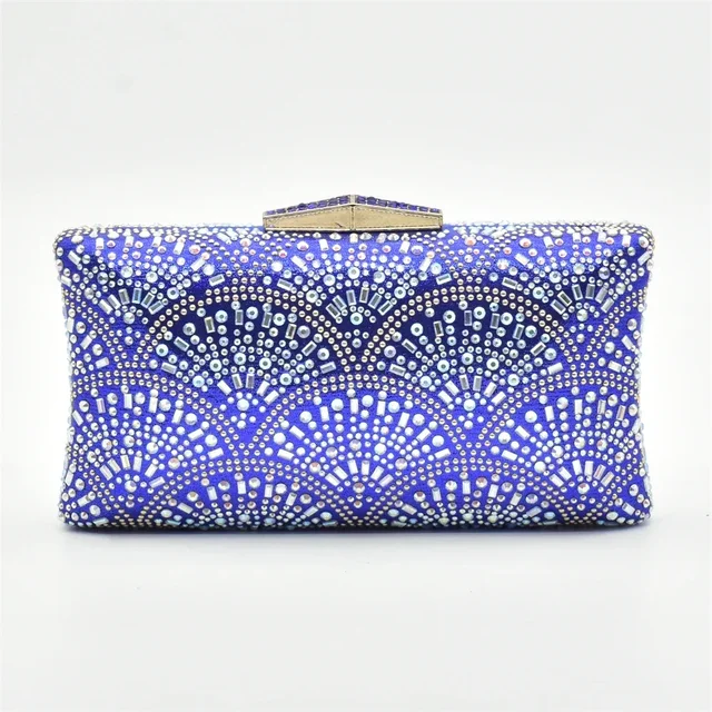abendtasche blau gold damen elegant glitzer clutch