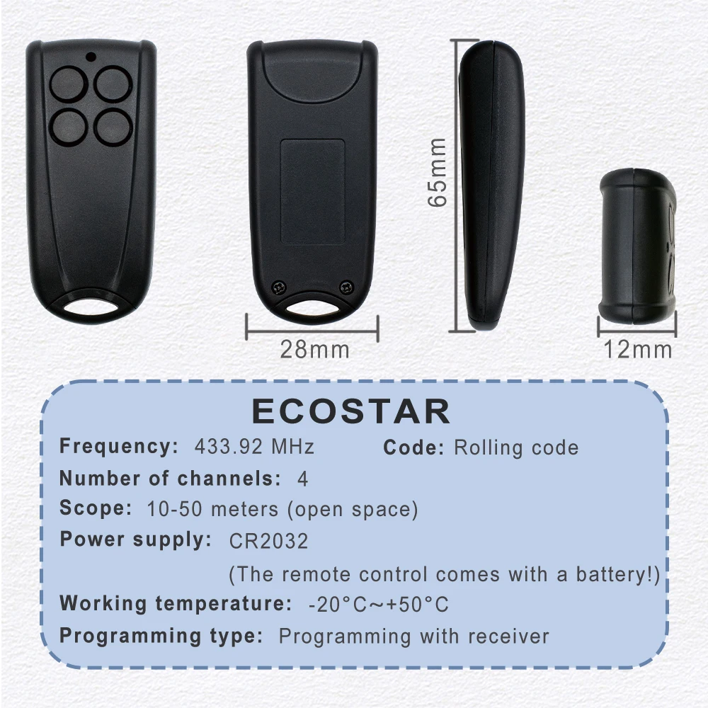 Hormann Ecostar Rse2 Rsc2 Liftronic 500 700 800 Garázs Távvezérlő 433Mhz Adó -Kapu Vezérlés