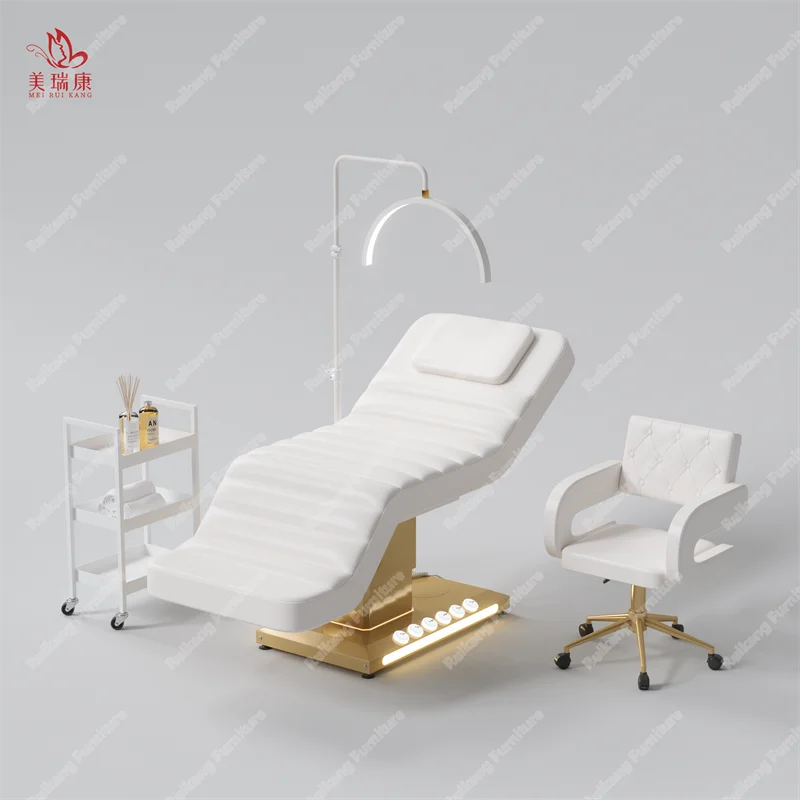 맞춤형 뷰티 살롱 에스테틱 가구 베이스 커브 침대 화장용 속눈썹 침대 럭셔리 스파 마사지 테이블 래쉬