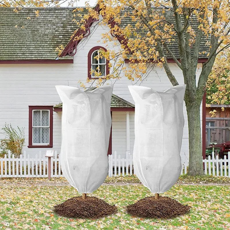 3 Pcs Plant Cover Frost Protection Frost Protection Plant Cover Reusable Blanket With Drawstring, For Cold Winter Weather