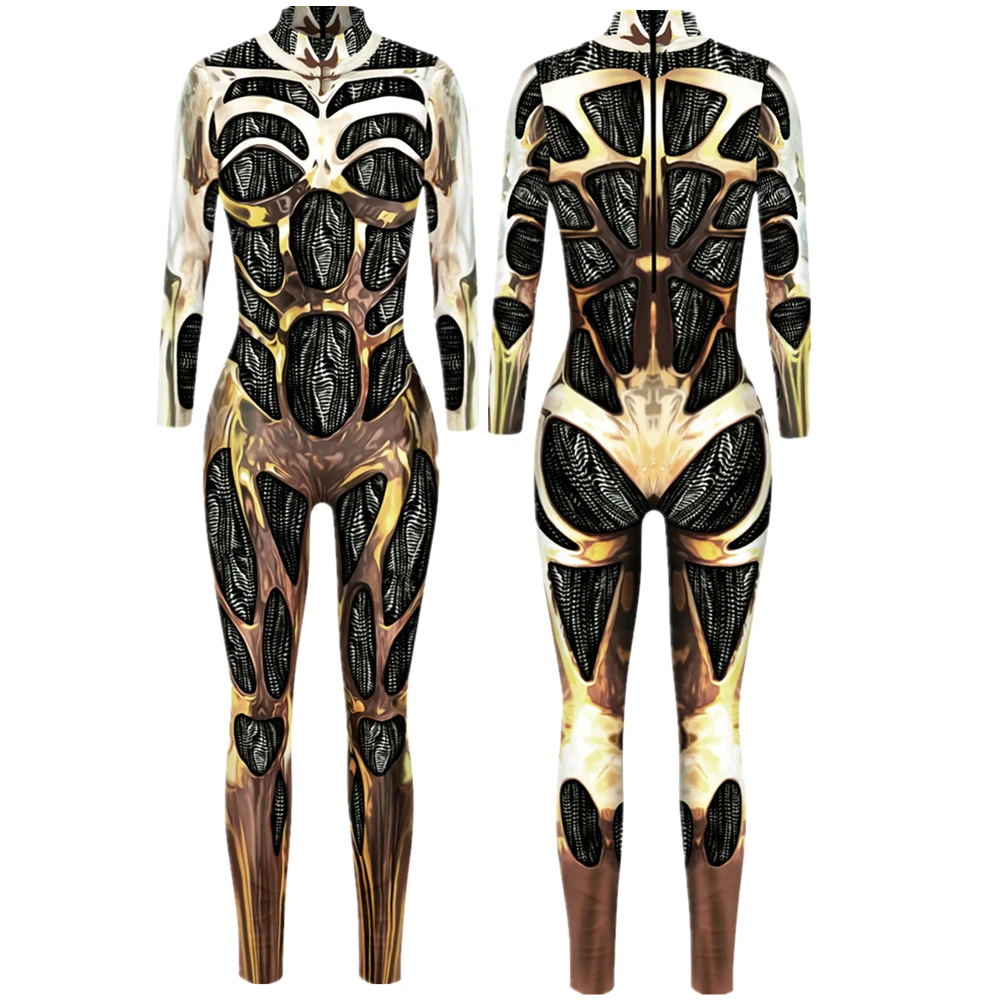 thumbnail image 1 of Mono de robot punk, mono sexy para mujer, disfraz de cosplay, mono de Halloween Zentai ciberpunk, 1 of 5