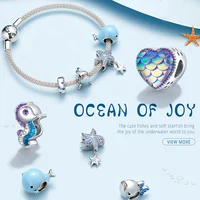 WOSTU 925 Sterling Silver Charm Sea Elves Series Bead Animal Turtle Starfish Pendant Fit Original Bracelet Necklace DIY Jewelry 2