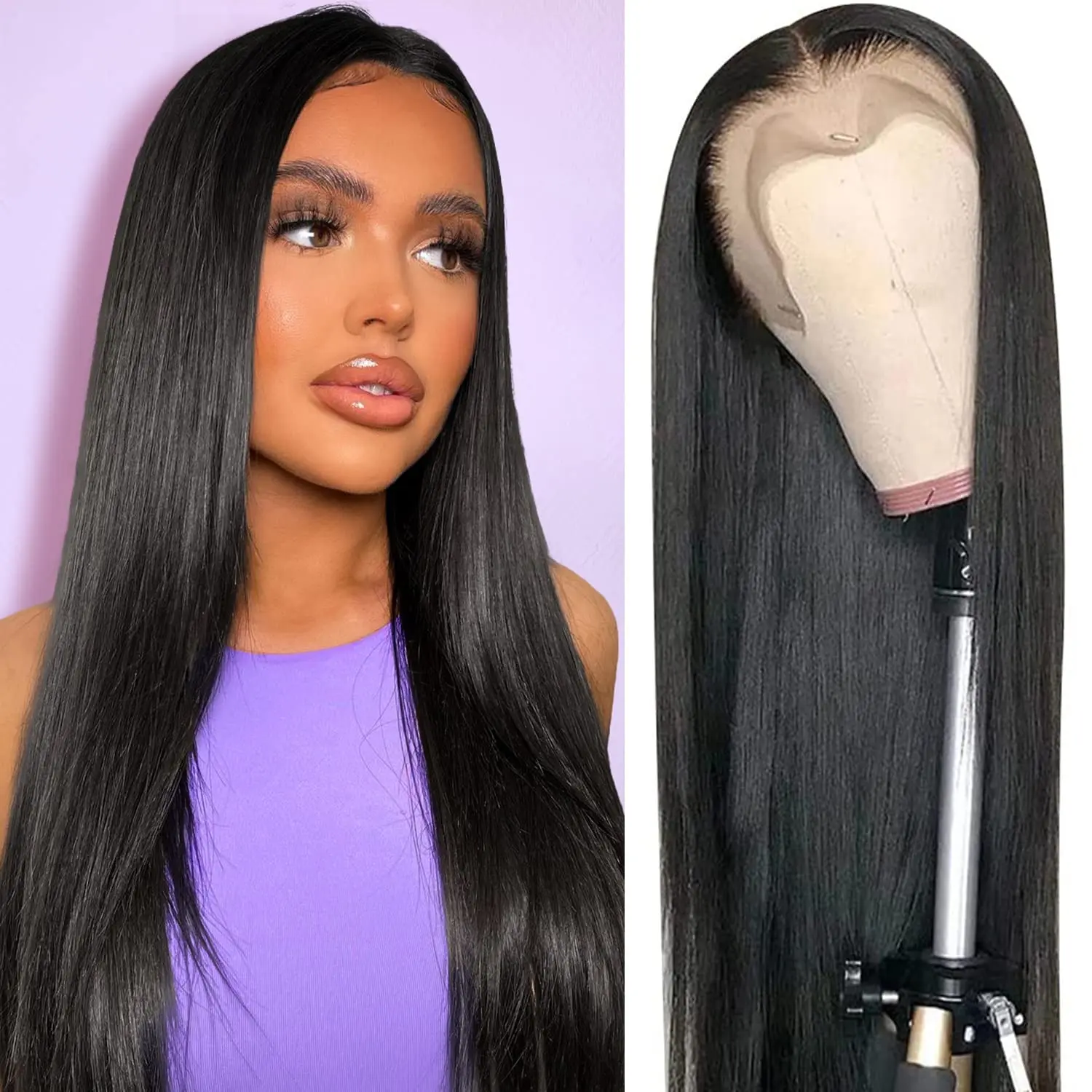 

Lace Frontal Wig 100% Human Hair Wigs For Women With Baby Hair Pre Plucked Bling Remy Bone Straight 360 Human Hair Lace Frontal