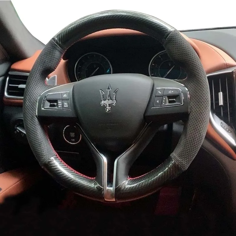 

DIY Hand-Stitched leather carbon fibre Car Steering Wheel Cover For Maserati Ghibli Levante Quattroporte Interior Accessories