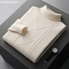 Men's Autumn Winter High Neck Sweater Pure Woolen Sweater Knitted Pullover Long Sleeve Thickened Loose Business Casual Top  2023 1