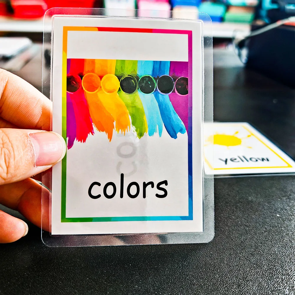 Montessori Baby Learning Card Color Cognition Cartoon English Flash Cards for Children Kids Funny Memory Exercise Game 3