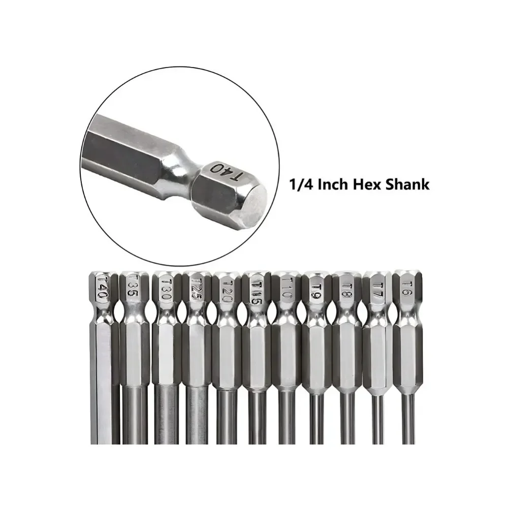 50/100 mm Torx-Bit-Set, Sicherheits-Torx-Stern-Bits, 1/4 Zoll Sechskantschaft, manipulationssicherer Schraubendreher-Bit mit magnetischer Spitze – Detail 6