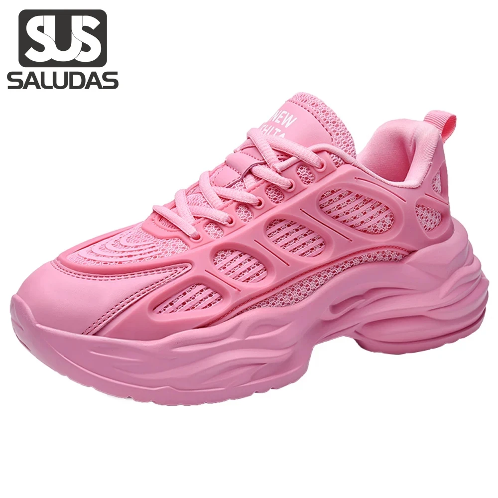 

SALUDAS Ladies Sports Shoes Rubber Hard-Wear Non Slip Men Running Shoes Fashion Pink Sneakers Thick Bottom Casual Running Shoes
