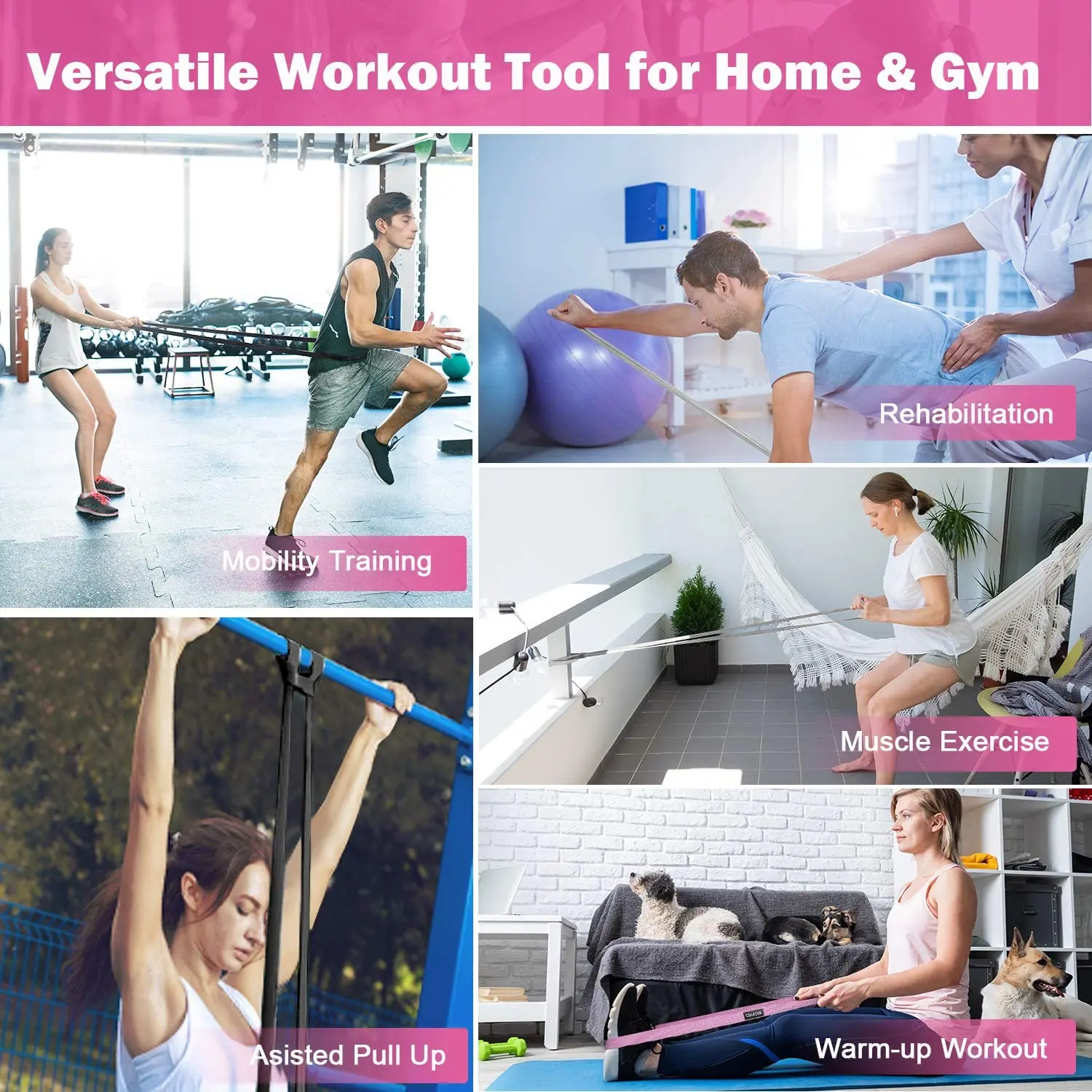 Elastic Fabric Long Resistance Stretch Bands for Exercise and Physical Therapy