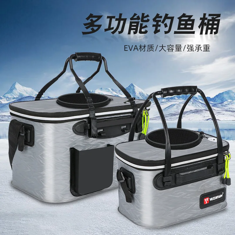 Foldable Fishing Bucket Thicker EVA Fish Tank Multi-Functional Fishes Storage Box Equipamentos Para Pesca E Camping