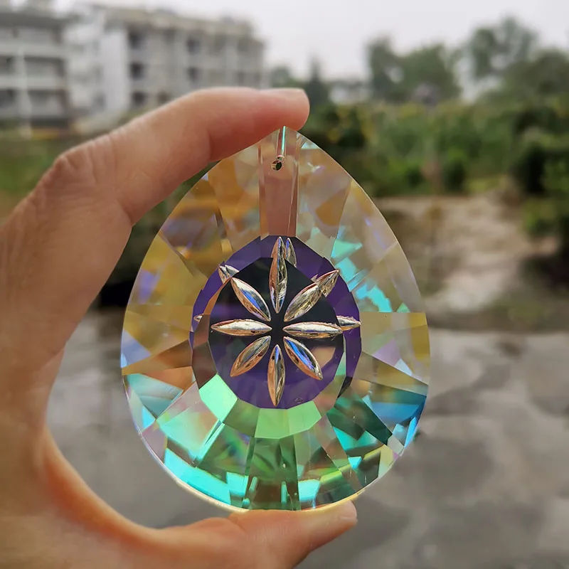 76mm Crystal Suncatcher Rainbow Chandelier Prism Parts Hanging Pendant Home DIY Wedding Window Decoration Figurine Ornament