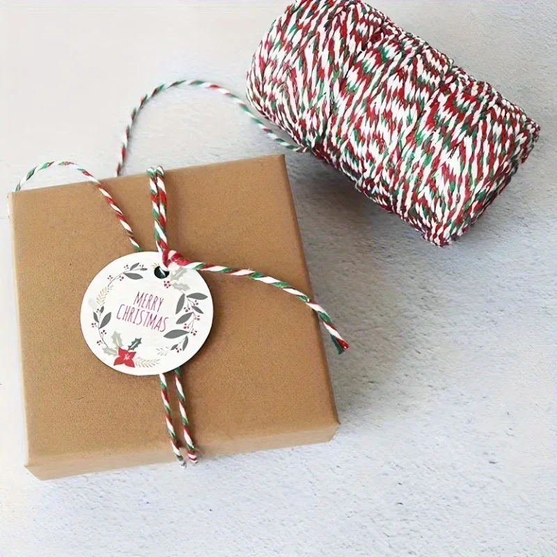 Three Color Christmas Gift Packaging Ribbon, DIY Hand Woven Rope, White Red Green - Perfect for Gift Packaging and DIY Crafts