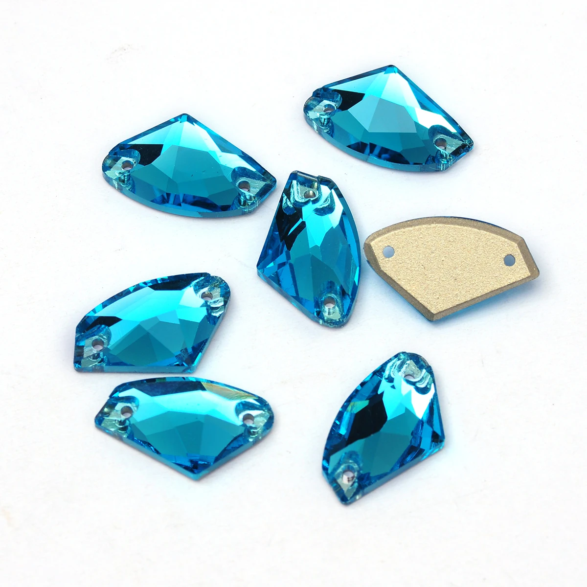 PUBRILE Aquamarin Glas Nähen Strasssteine Flatback Strass DIY Handarbeiten Dekorationen Nähen auf Kristallsteine für Taschen Kleidung – Detail 9