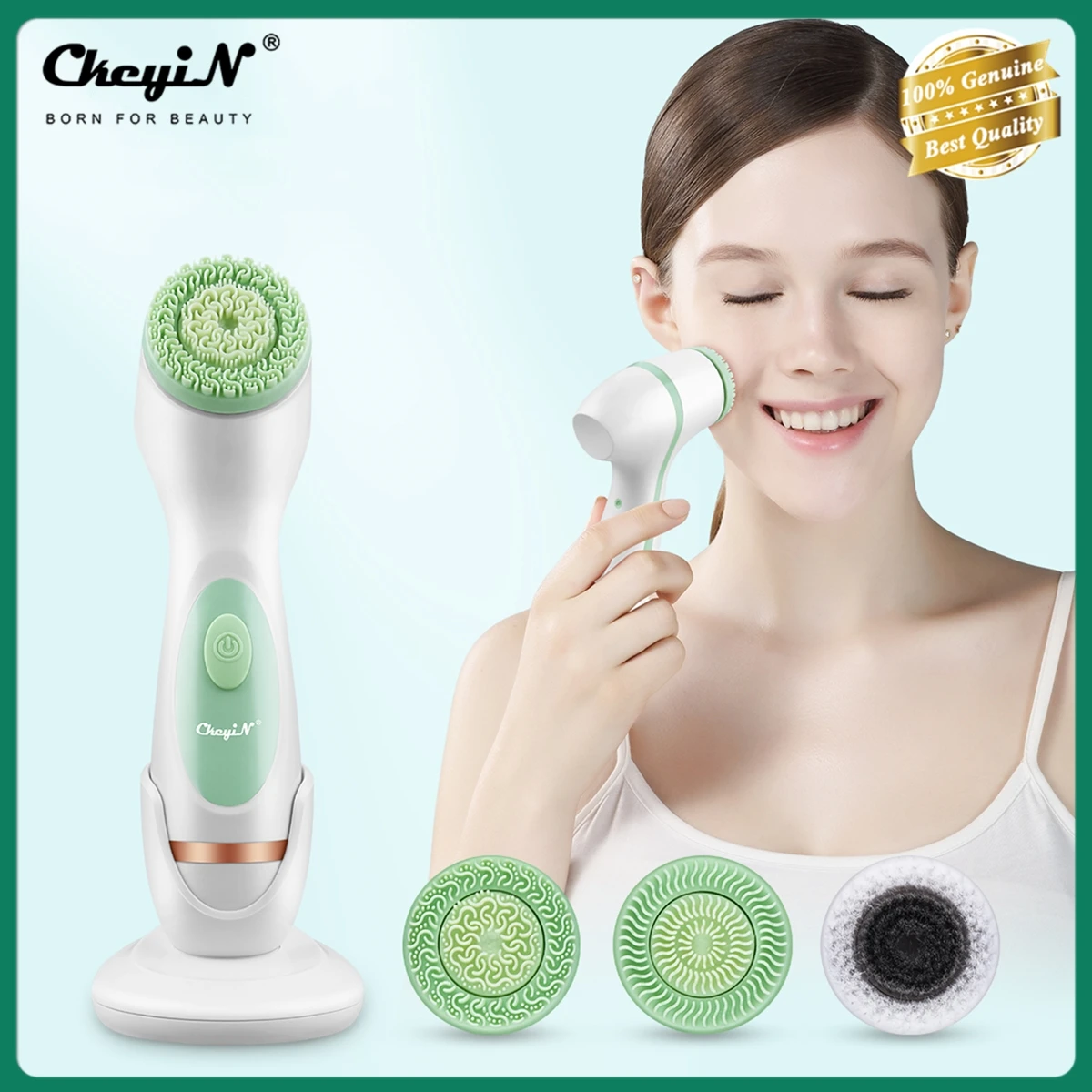 CkeyiN 3 in 1 Electric Silicone Facial Cleansing Brush Rechargeable