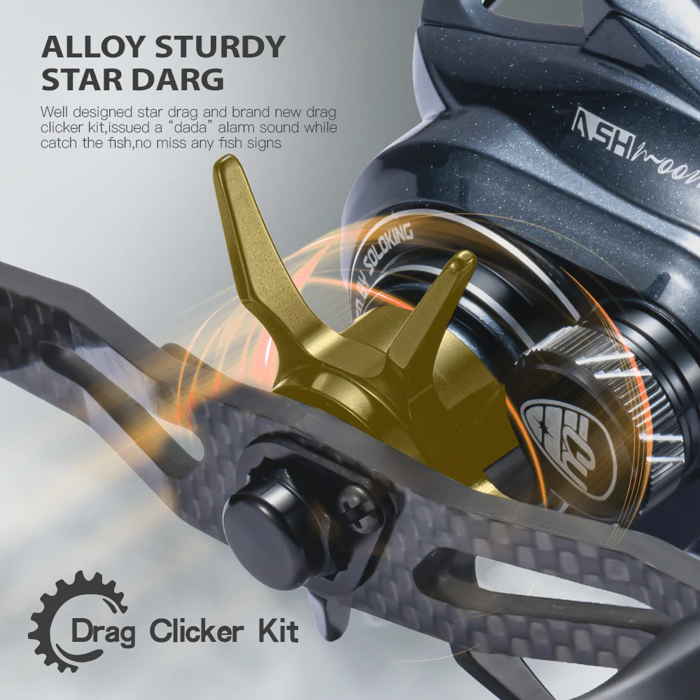 SOLOKING ASHMOON Alloy Baitcasting Reel 12+1BB 6kg Drag 2