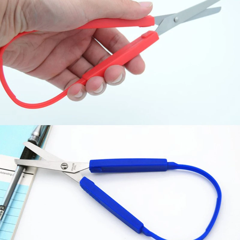 Student Kid Mini Stainless Steel Loop Scissors Colorful Grip DIY Art Craft Paper Cutting Stationery School Home Office Tool grip cutting paper office stationery handcraft tool craft loop scissors cutting supplies adaptive scissors yarn cutter