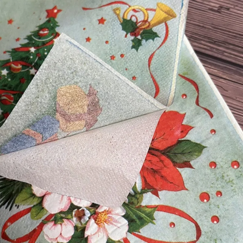 10/20 stücke 33*33 cm 2-lagigen Weihnachten Baum Gedruckt Servietten Weihnachten Kranz Party Dekoration Papier Bunte papier Tischsets – Detail 5