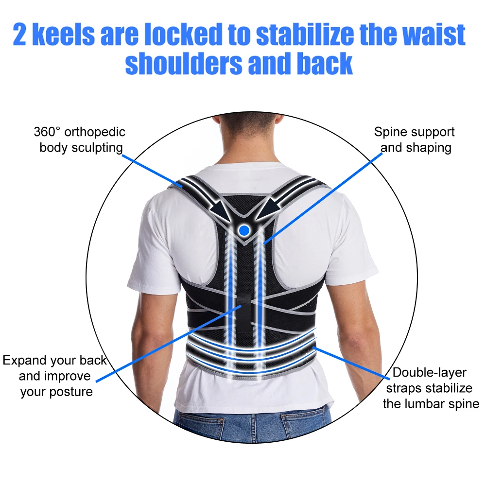 Back Brace Posture Corrector Adjustable Fully Back Support Improve Back  Posture for Upper and Lower Back Pain Relief Kids Adults