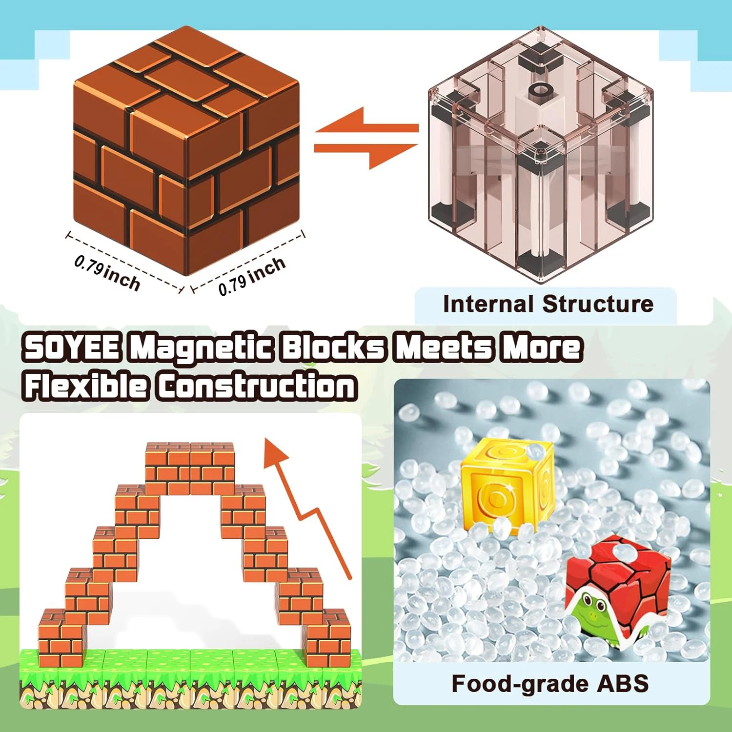 Magnetic Blocks Game Build Mine Magnet World Toys For Boys Girls STEM Montessori Sensory Cubes Game Toys Gift 100PCS Magnetic Building Blocks Magnetic Assembly Toy
