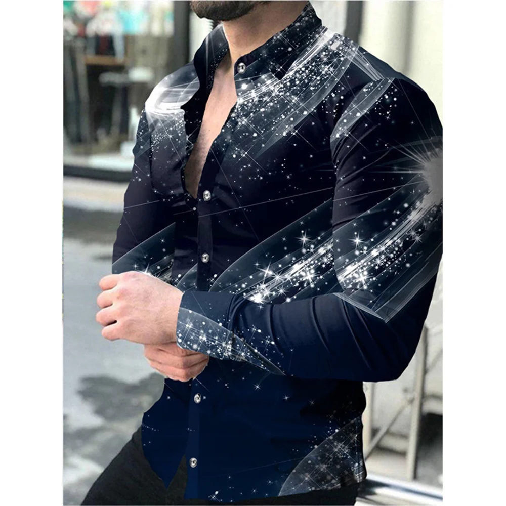 thumbnail image 1 of Nuevas camisas florales con estampado de cuadros para hombres, camisas de manga larga con solapa y botón impresas en 3D, ropa informal vintage Y2k, 1 of 4