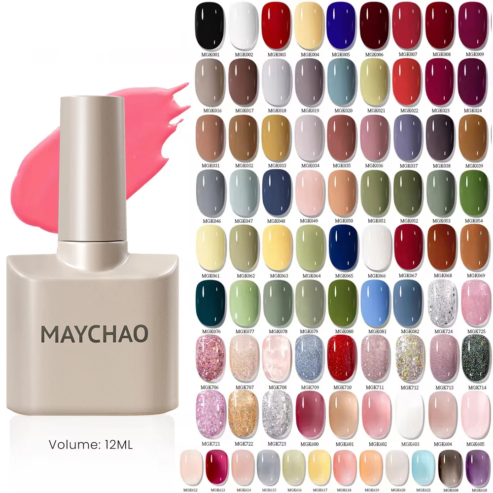 MAYCHAO Gel Nail Polish 12ML Full Coverage Base Top Coat Soak Off Gel Polish UV LED Semi Permanent Varnishes Design Nail Art gel nail polish