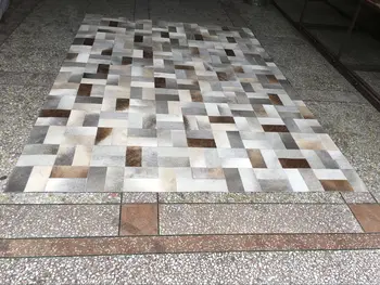 Creative Patchwork Cowhide Rug Genuine Leather Cow Fur Carpet CR-54