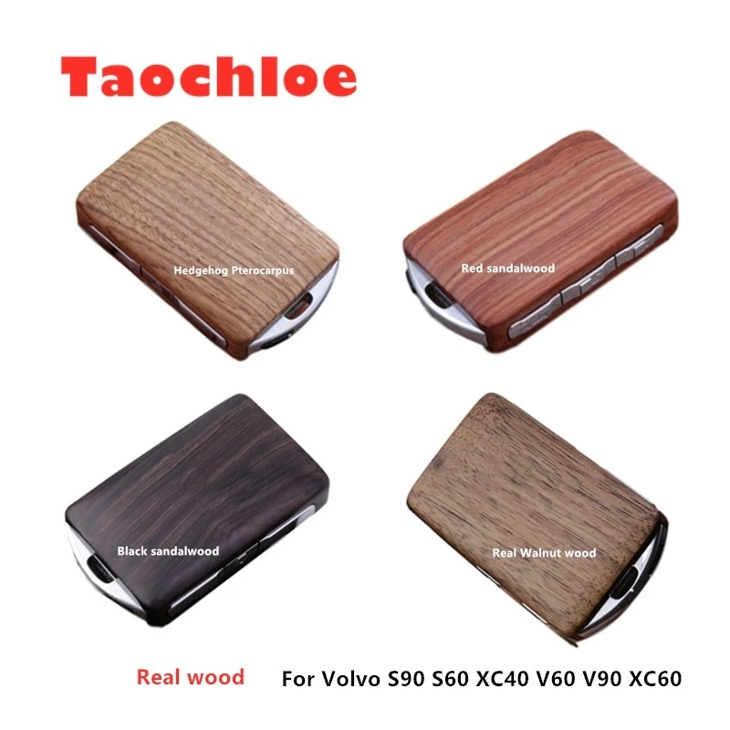1Set Fai Da Te Keyless Entry Telecomando Refit Real Wooden Car Key Shell Per Volvo S90 S60 Xc40 V60 V90 Xc60 Xc90 Portachiavi Per Auto