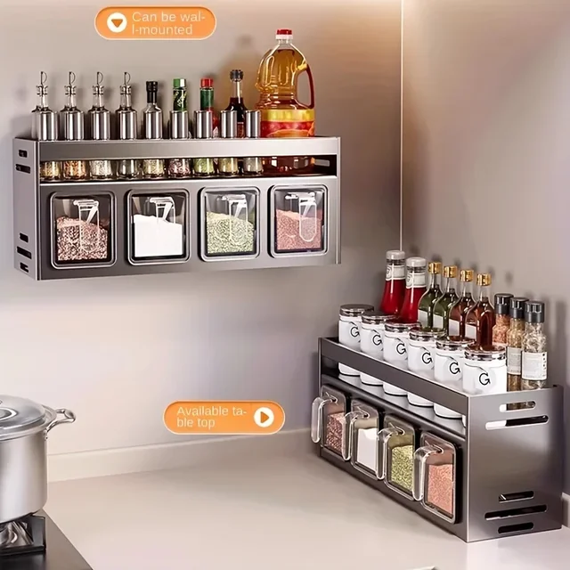 Stainless Steel Wall-Mounted Spice Rack 2