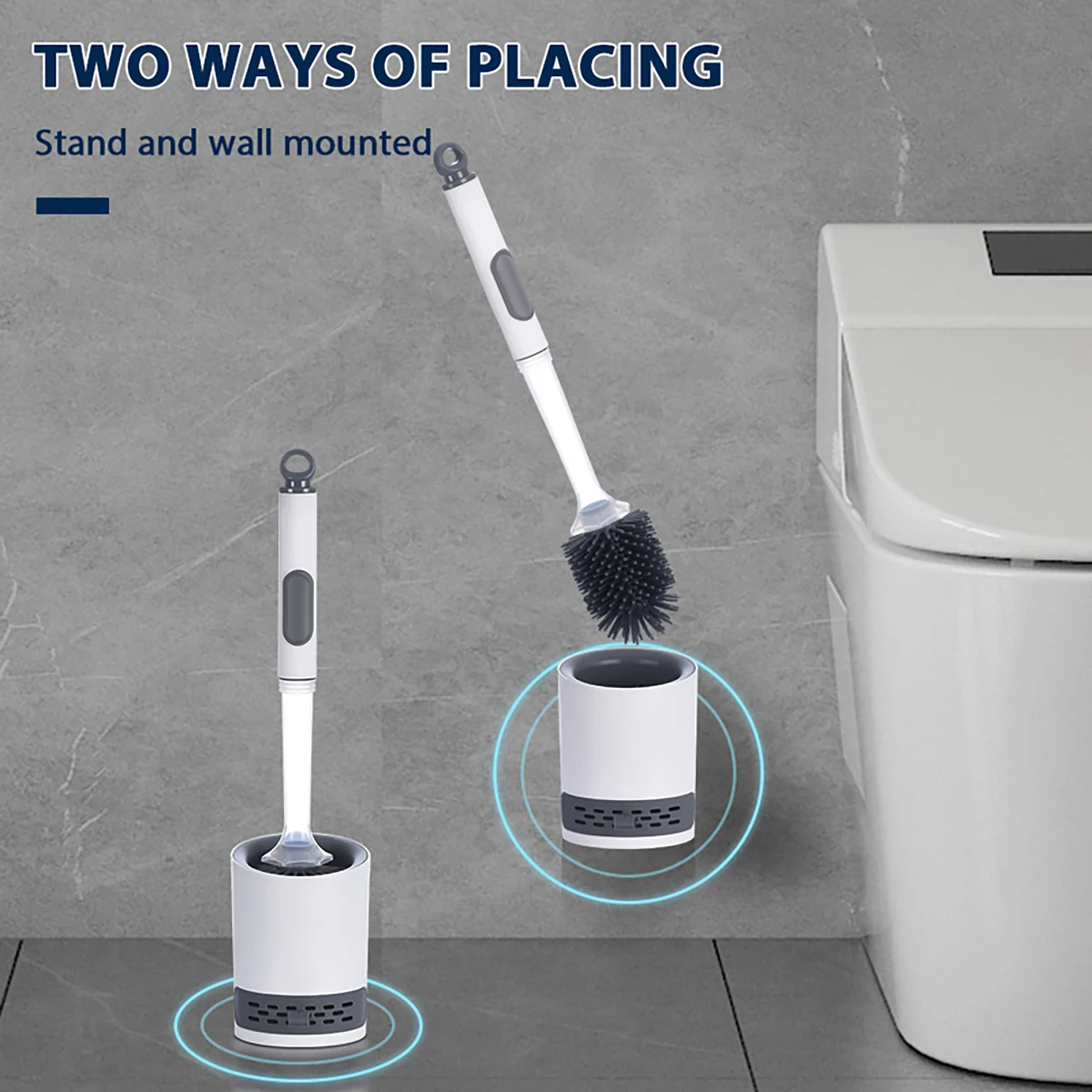 Bathroom Accessories Toilet Brush Set Water Spray Silicone Toilet Brush Long Handle Refillable Silicone TPR Brush Wall-Mounted Bathroom Cleaning Accessories