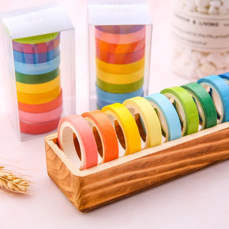 5 Rolls/box 6 Designs Macaron Solid Color Tape Set Scrapbook Washi Tape  Journaling Hand Account Diy Deco Material - AliExpress