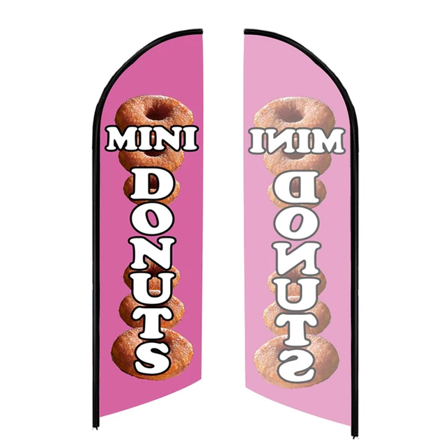 มินิโดนัทพรีเมี่ยม Windless Feather Flag Swooper Beach Banner โปรโมชั่นกลางแจ้งสําหรับธุรกิจโฆษณาธงเท่านั้น 1