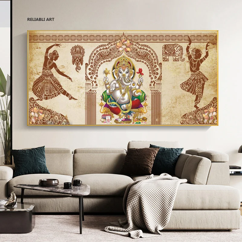 

Vintage Indian Yoga Picture Canvas Painting Elephant Posters Prints Wall Art Picture Cuadros Modern Living Room Decor