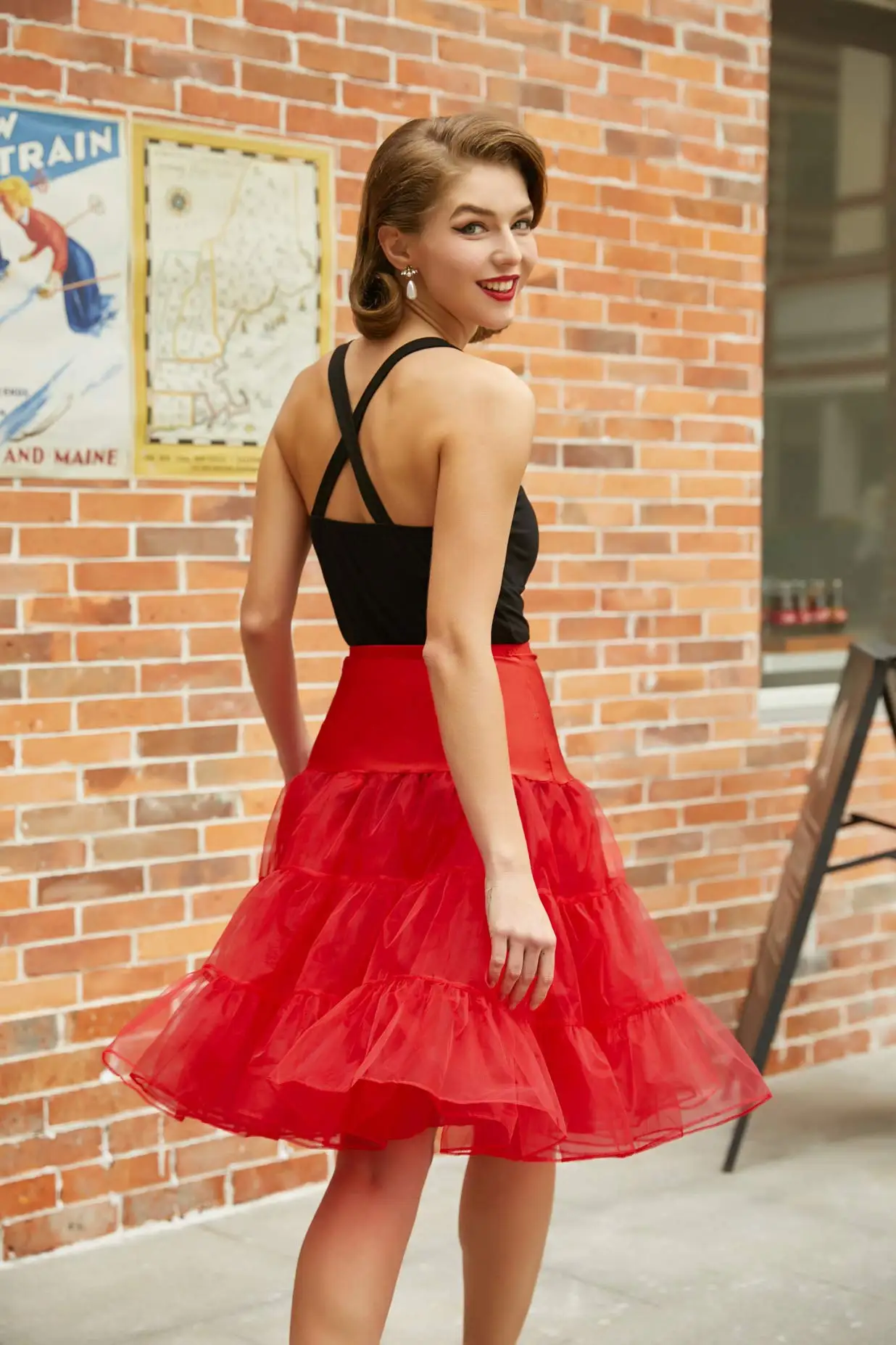 Rockabilly 90s Wedding Petticoat Crinoline Short Tulle Skirt Underskirt Adult Tutu Half Slips Bridal Accessorie