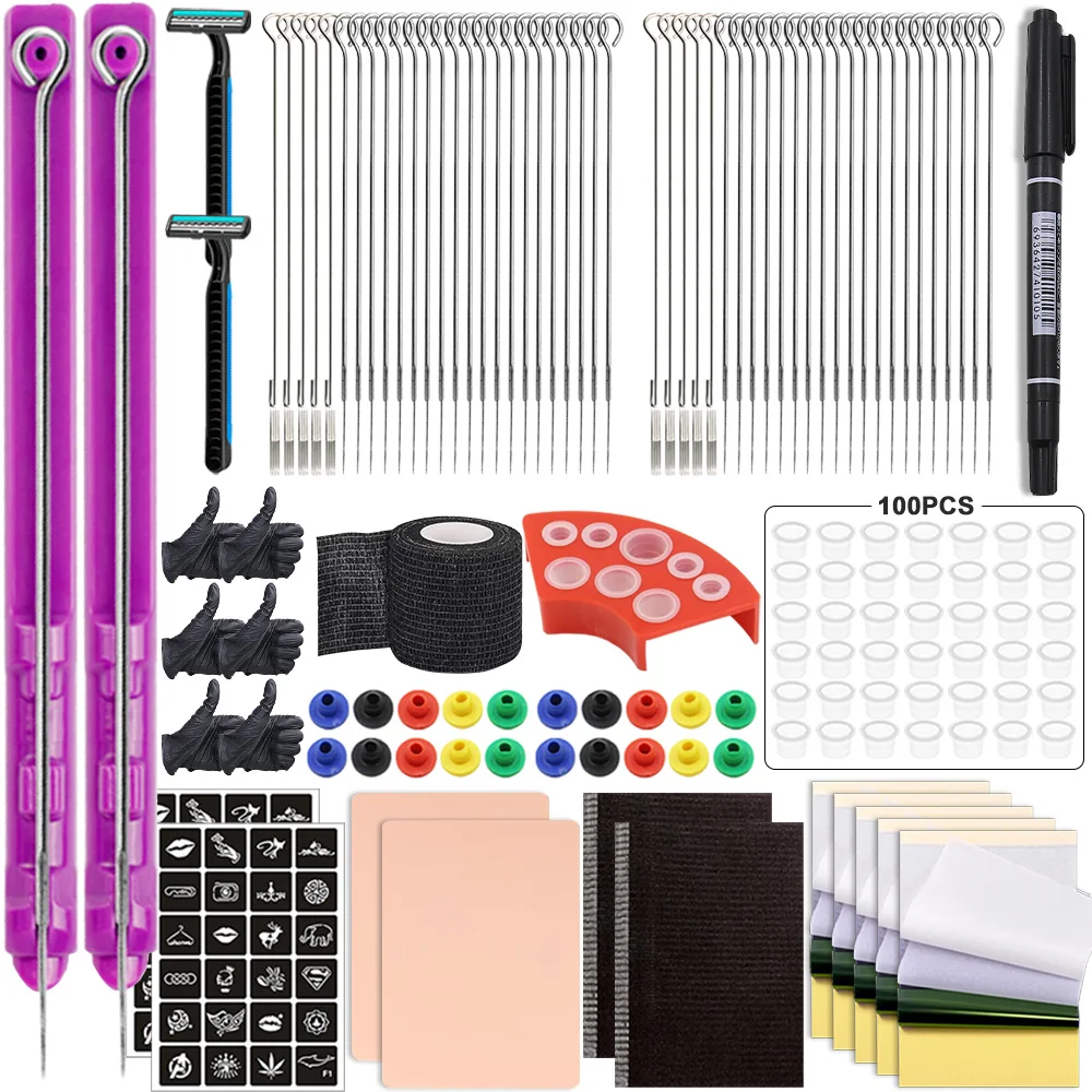 Allazone 4 Punch Needle Starter Kit, Kit di Ricamo per Aghi da Punzonatura con Motivo e Lstruzioni, Set da Ricamo per Principianti e Adulti, Piante e Fiori